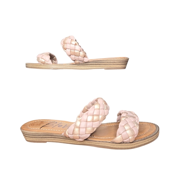 Blowfish Malibu Vegan Bolley Rose Gold Braided Comfort Slide Sandals Size 9 - Picture 1 of 8